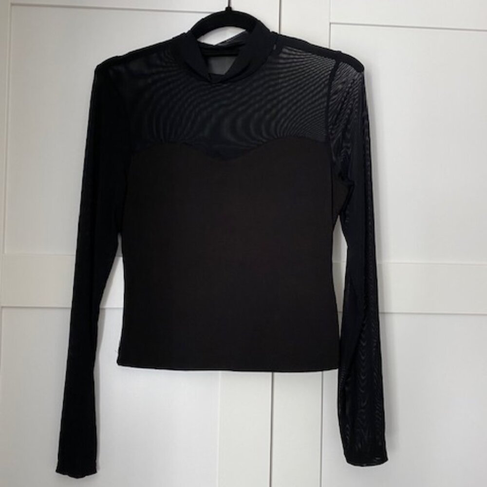 SHEIN Mesh Yoke Long Sleeve T-Shirt